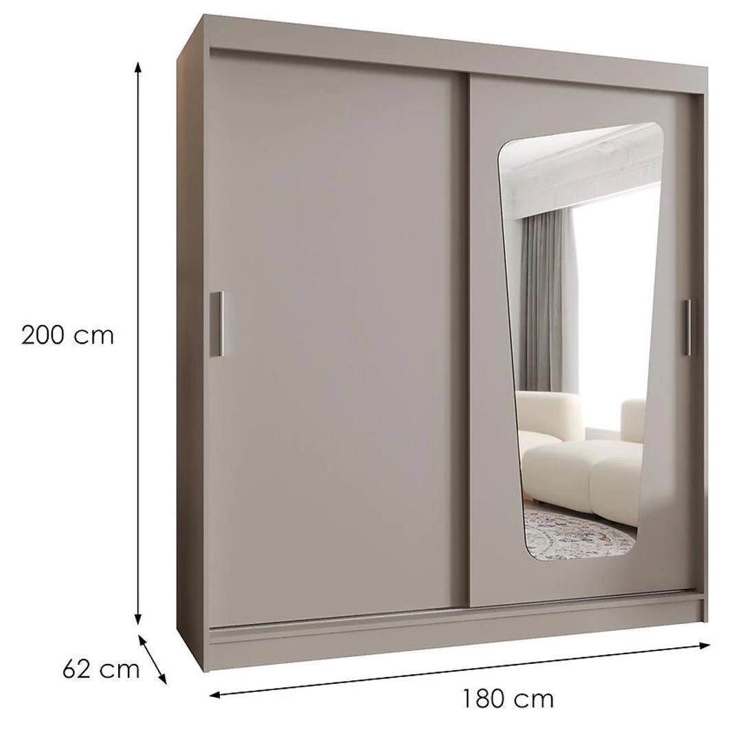 Moka garderober 180x62x202 cm kašmir