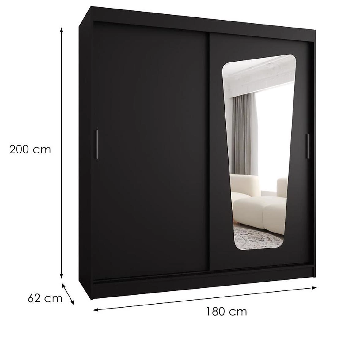 Moka garderober 180x62x200 cm crna
