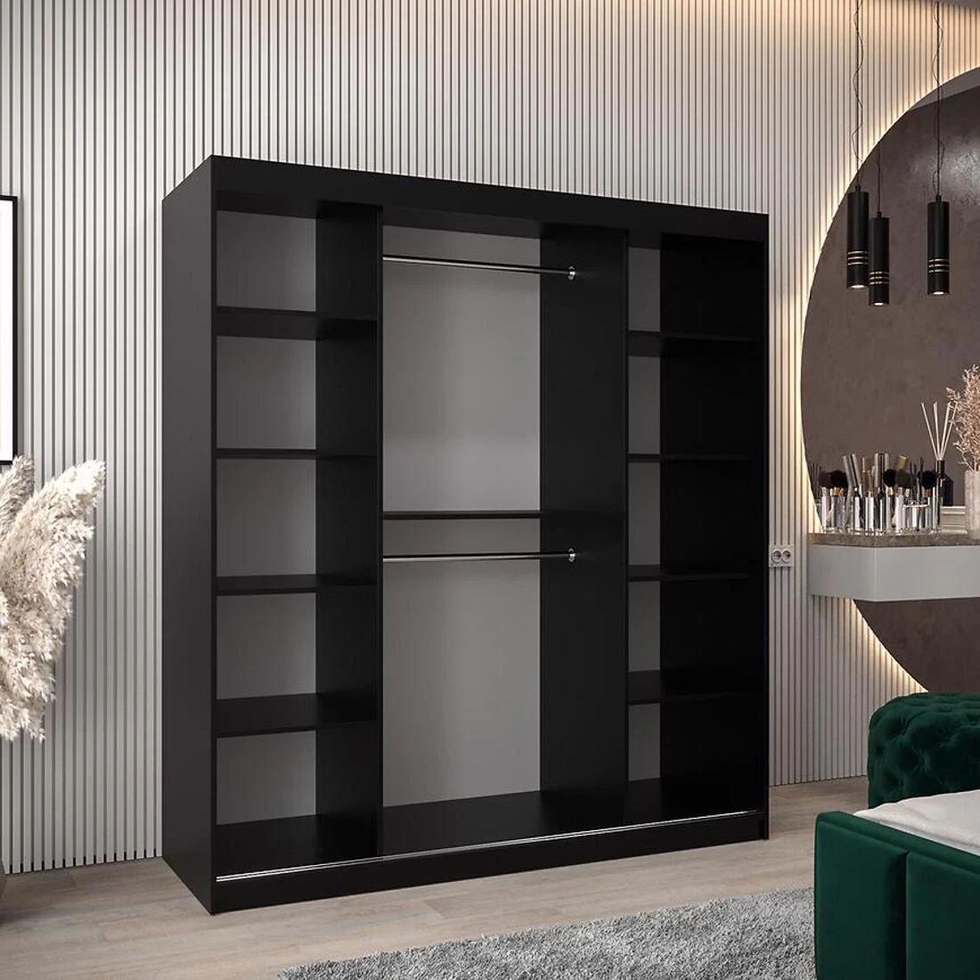 Moka garderober 180x62x200 cm crna