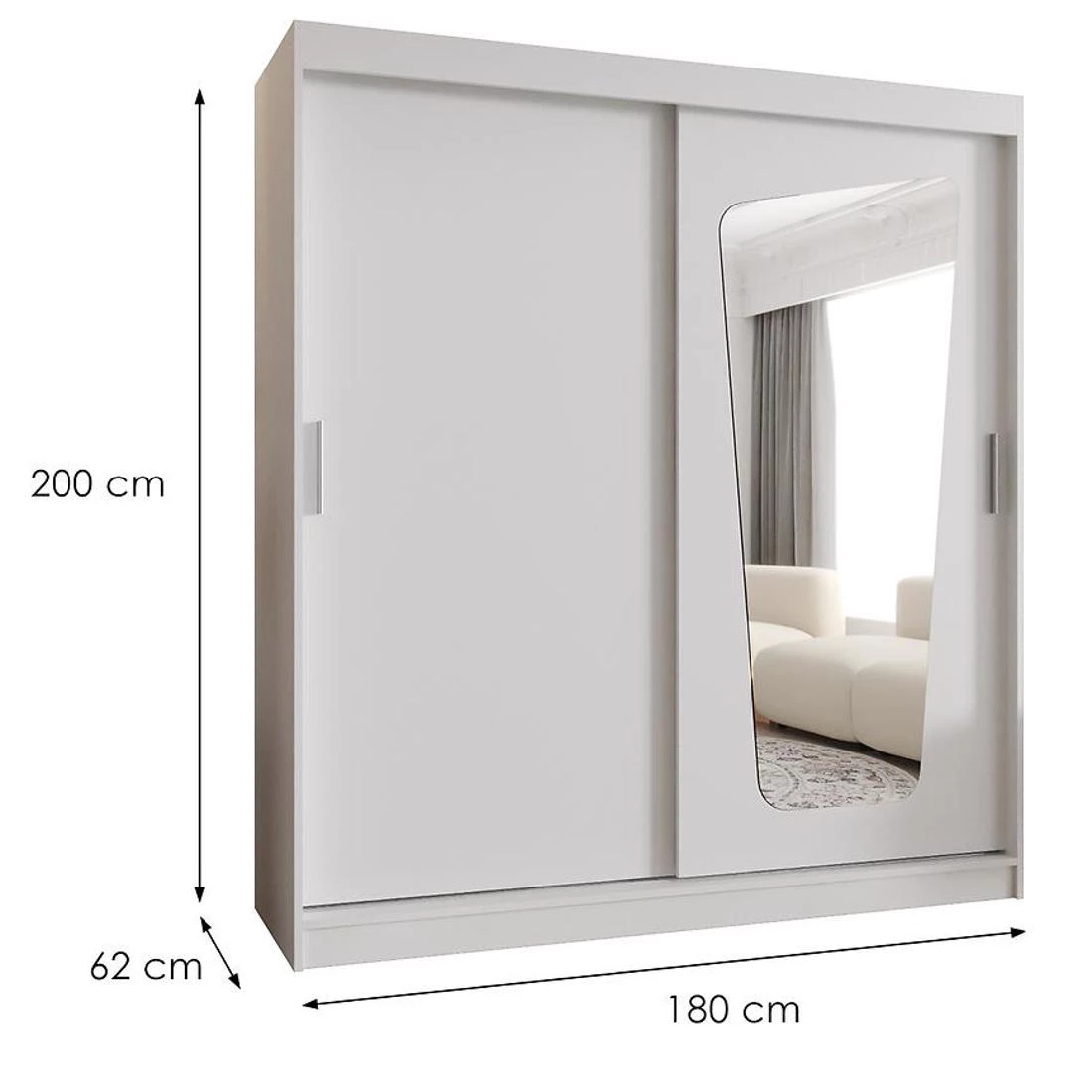 Moka garderober 180x62x202 cm bela