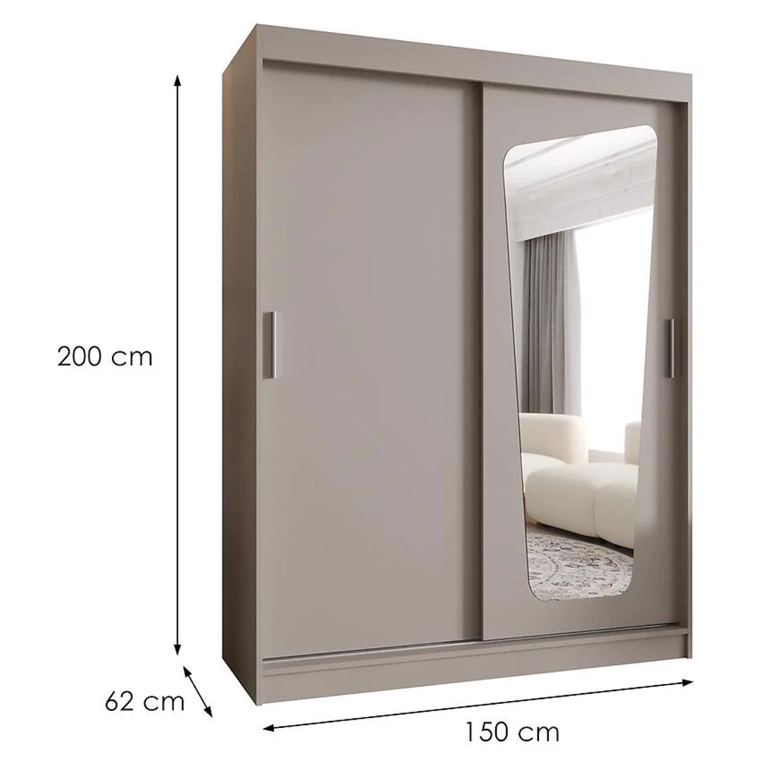 Moka garderober 150x62x202 cm kašmir