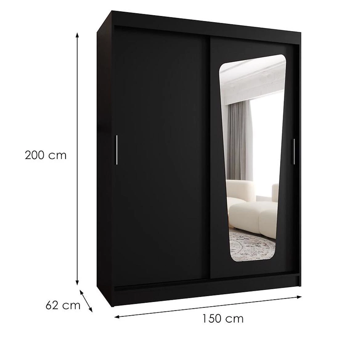 Moka garderober 150x62x200 cm crna