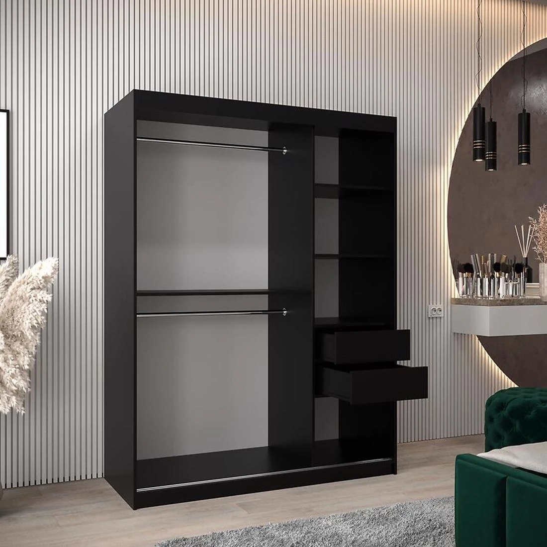 Moka garderober 150x62x200 cm crna