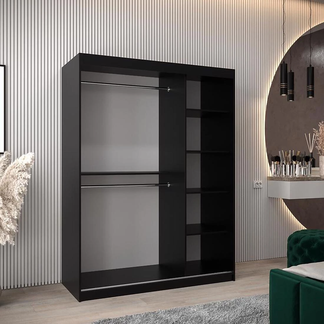 Moka garderober 150x62x200 cm crna