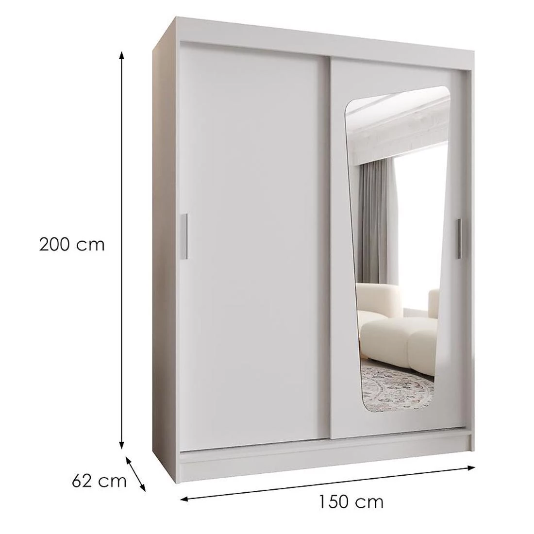 Moka garderober 150x62x202 cm bela