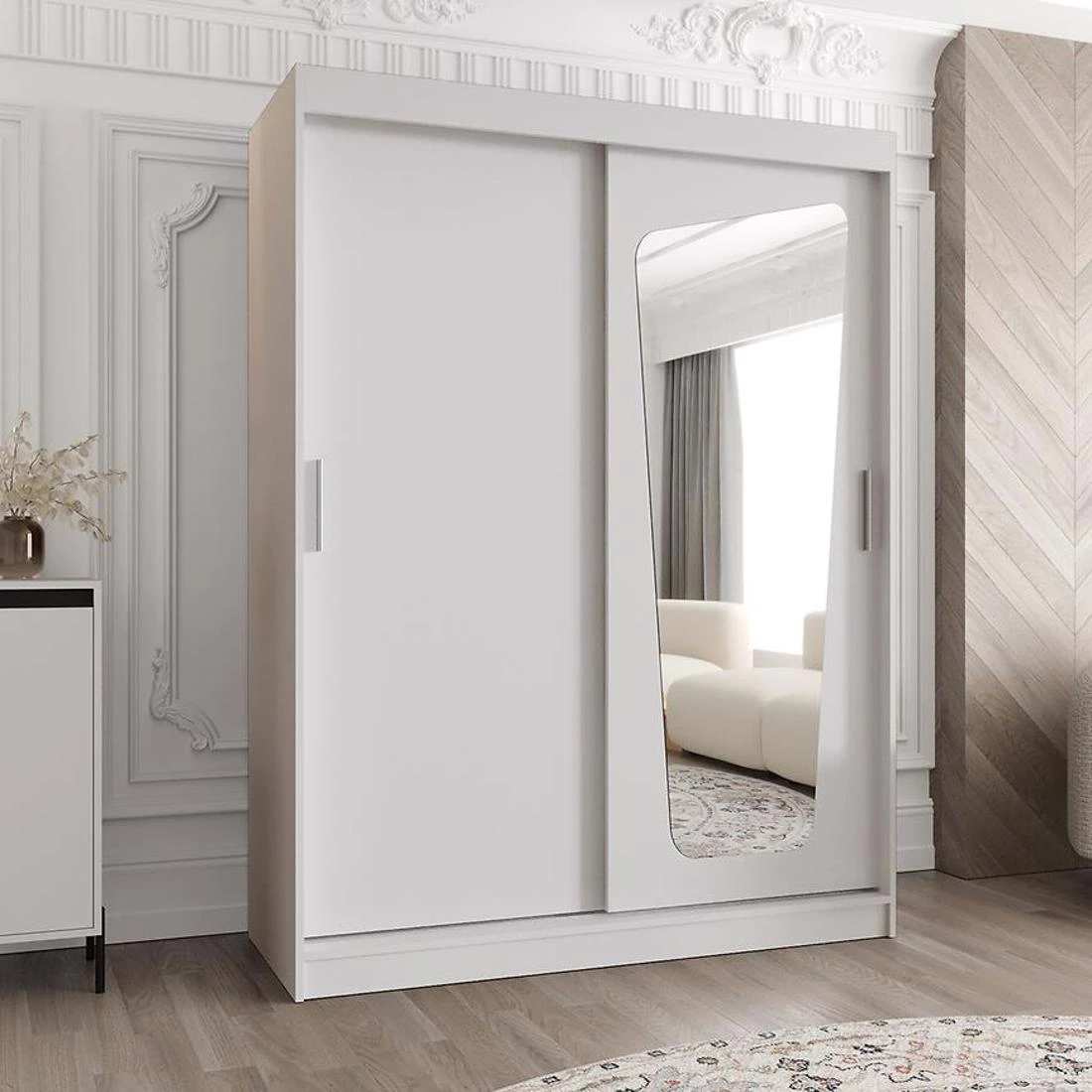 Moka garderober 150x62x202 cm bela