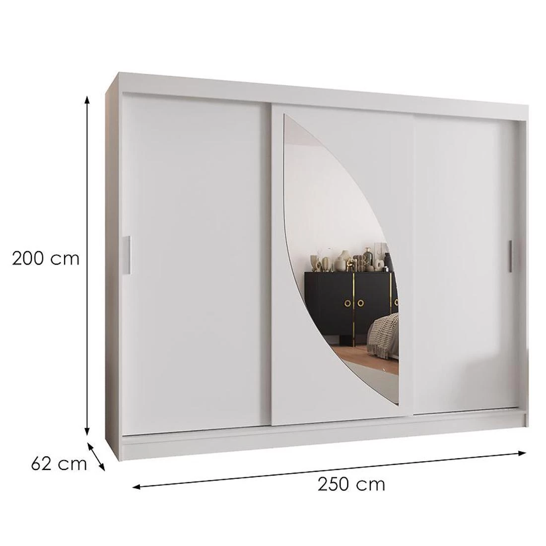 Milo garderober 250x62x200 cm bela