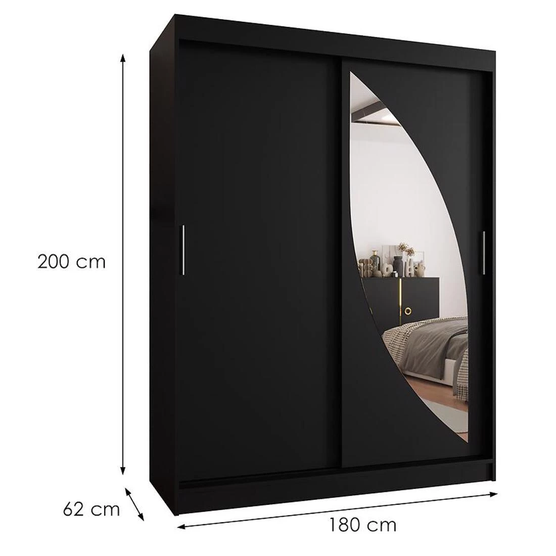 Milo garderober 180x62x202 cm crna