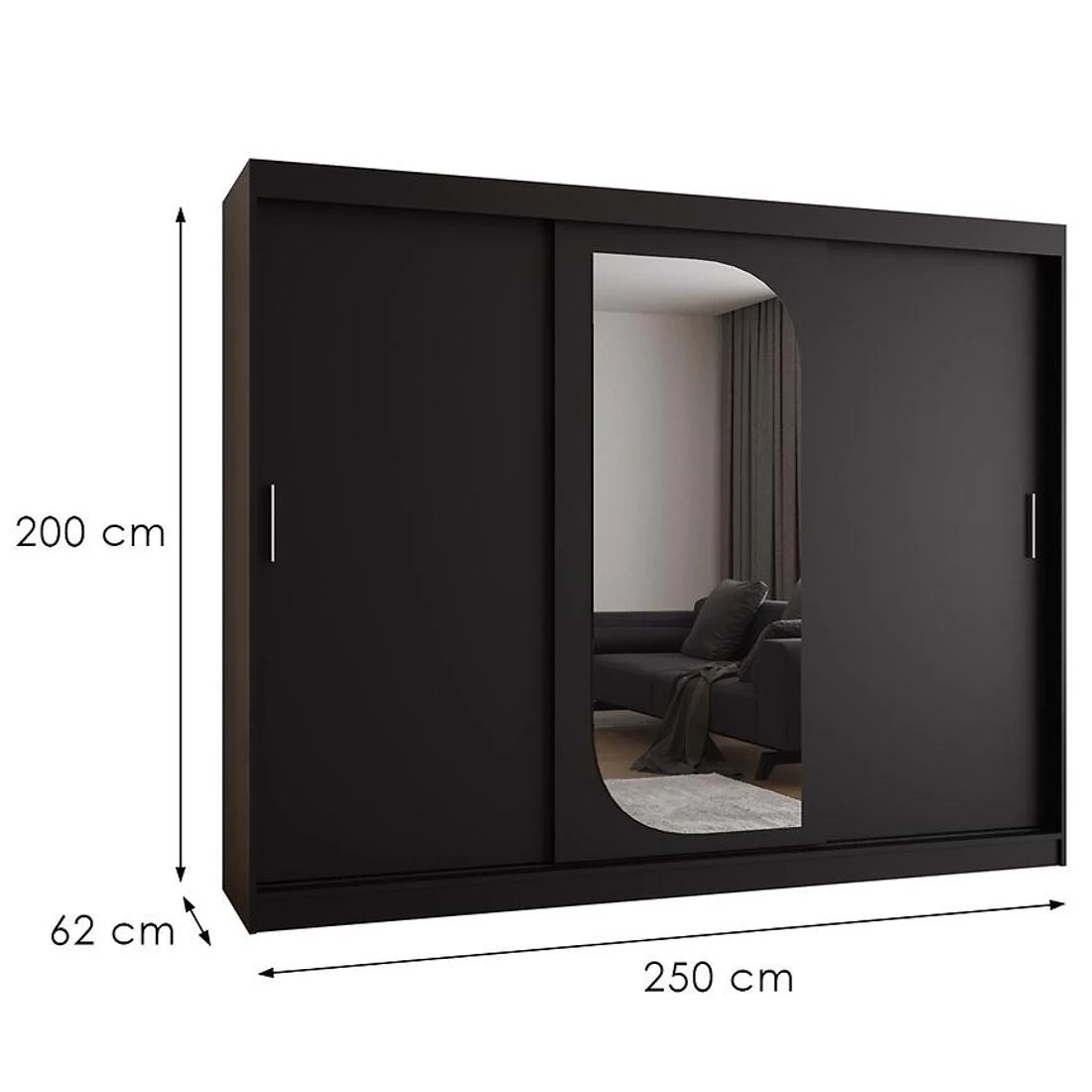 Lucy garderober 250x62x200 cm crna