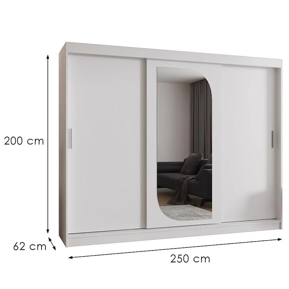 Lucy garderober 250x62x200 cm bela