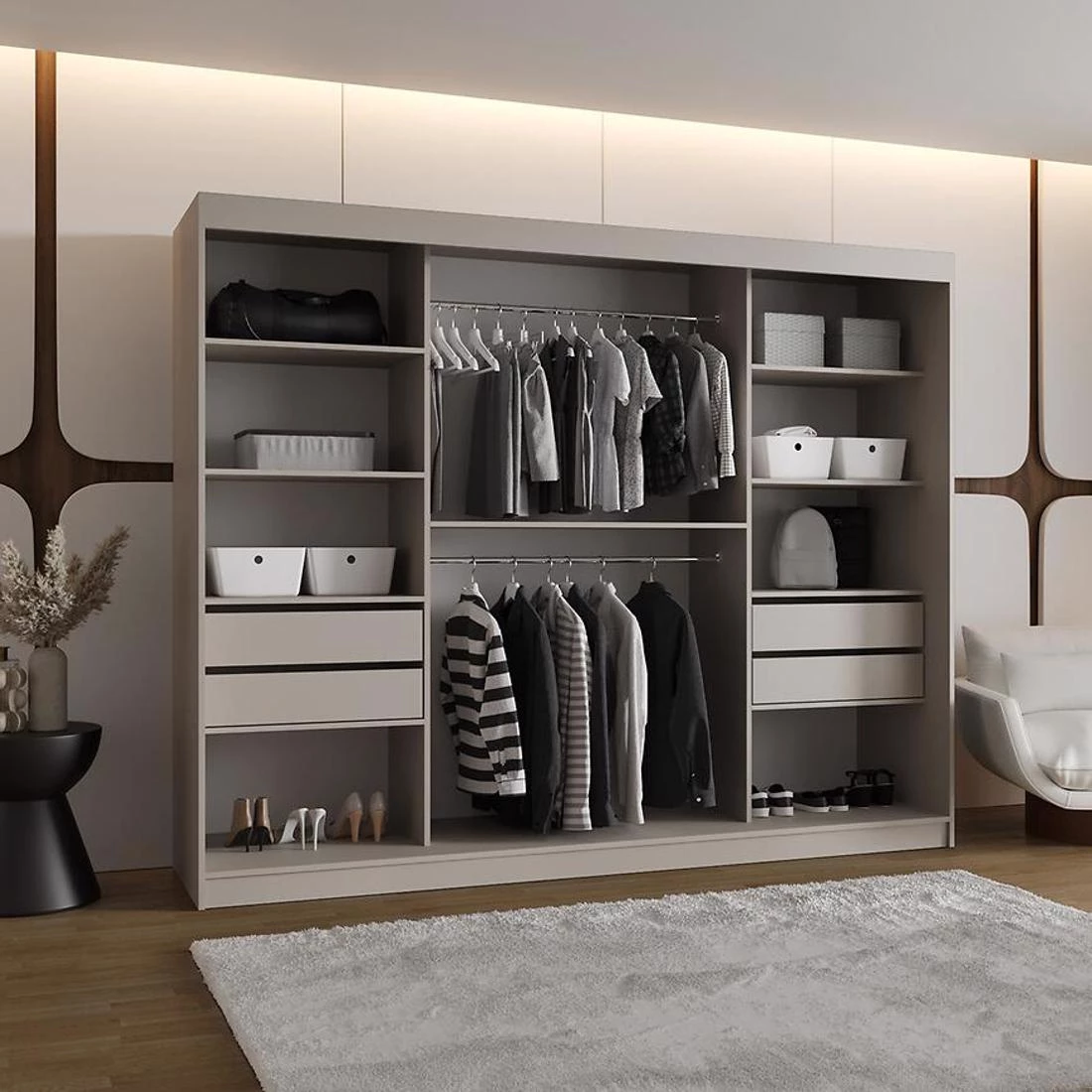 Spoti garderober 250x62x200 cm kašmir