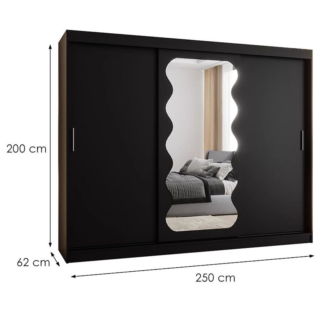 Spoti garderober 250x62x200 cm crna