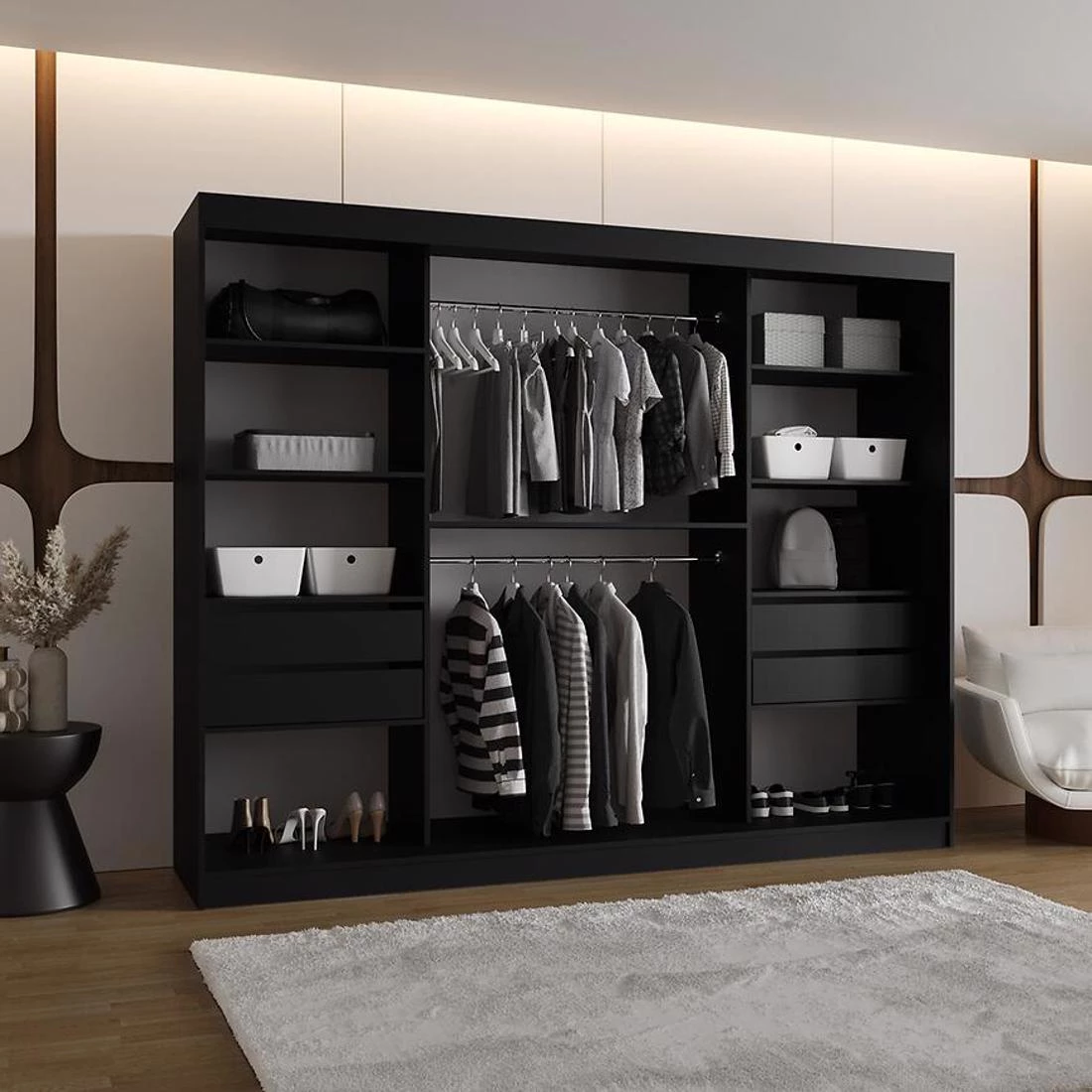 Spoti garderober 250x62x200 cm crna
