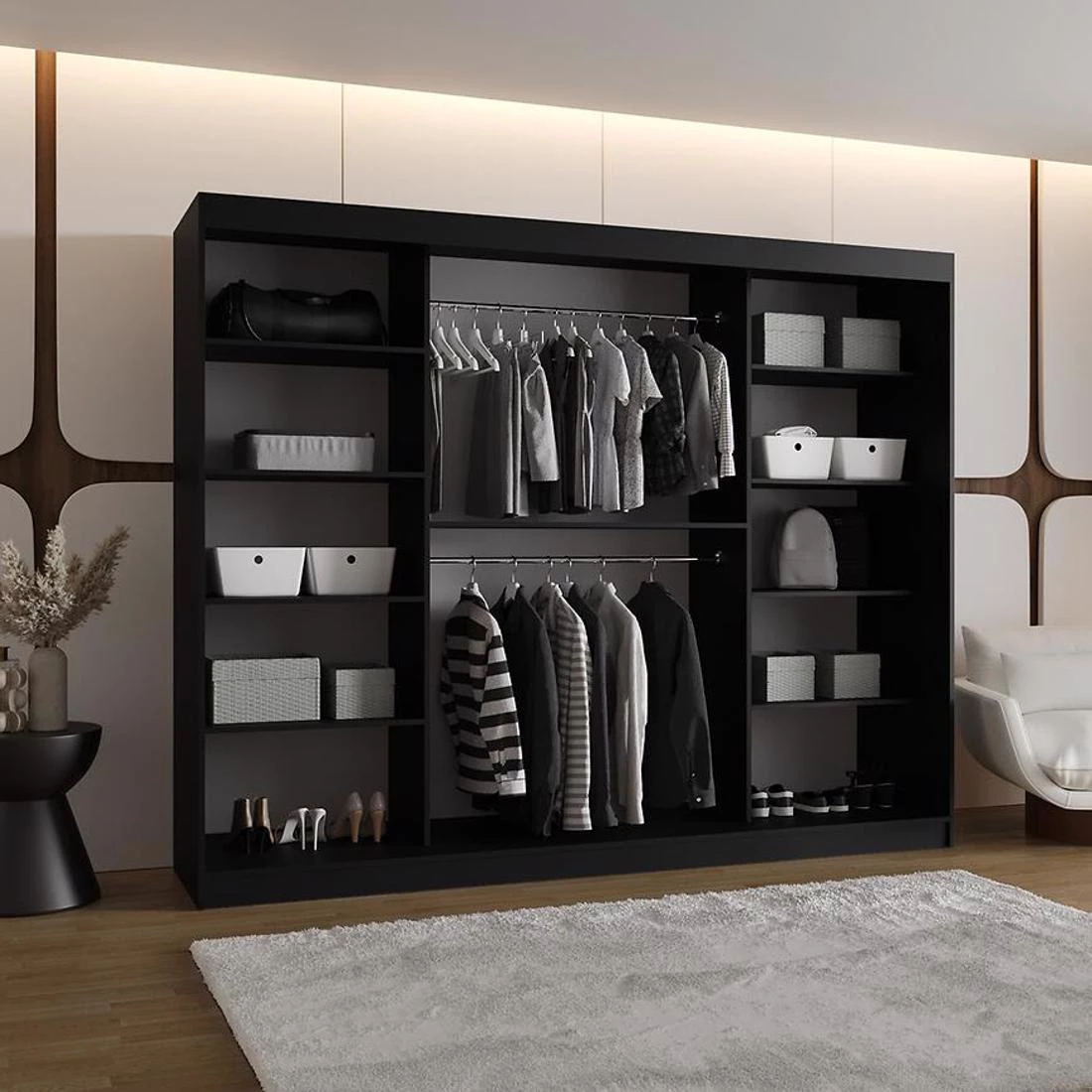 Spoti garderober 250x62x200 cm crna