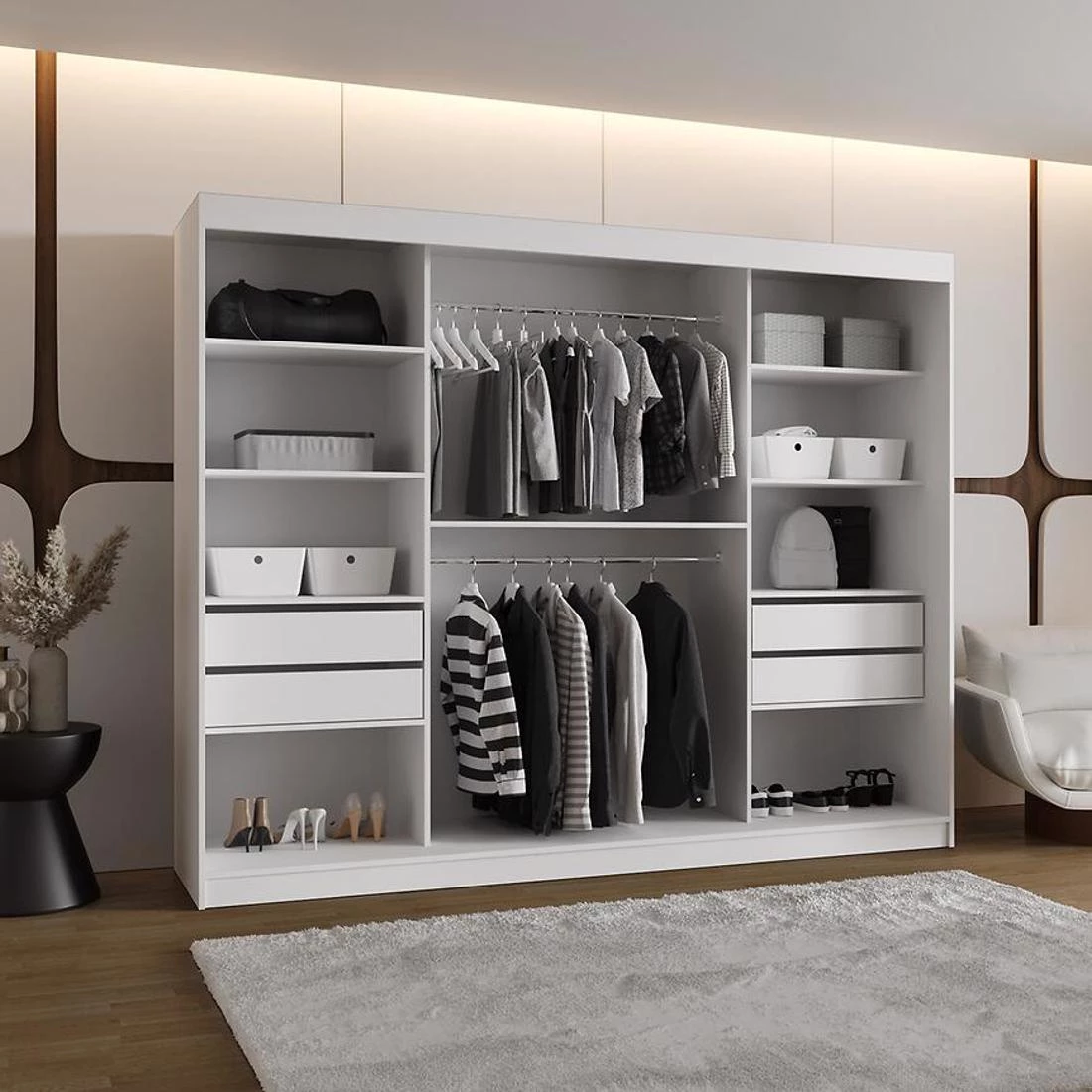 Spoti garderober 250x62x200 cm bela