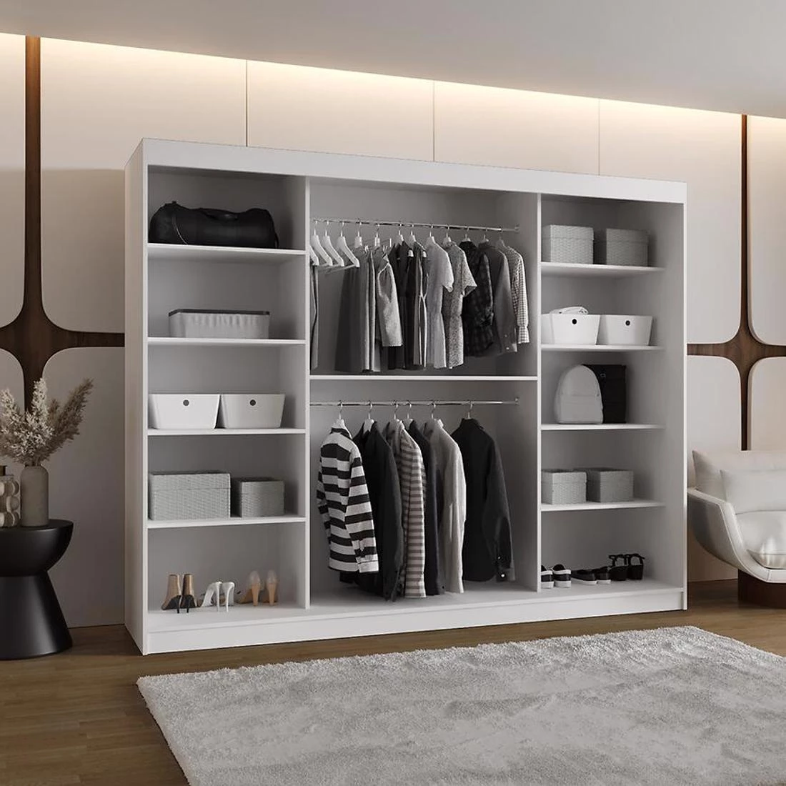 Spoti garderober 250x62x200 cm bela