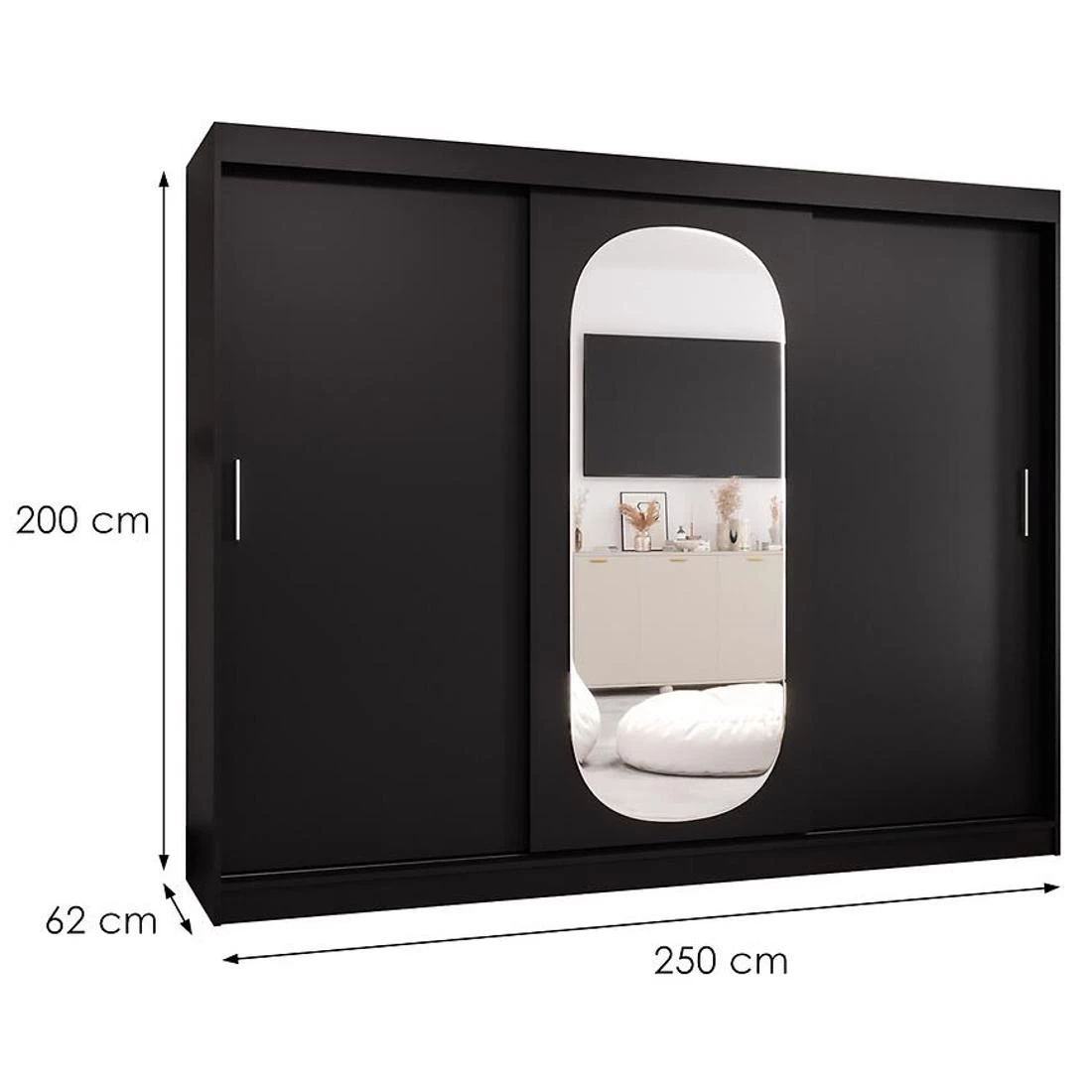 Royal garderober 250x62x202 cm crna