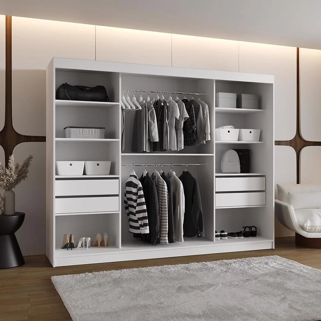 Ultra garderober 250x62x202 cm bela