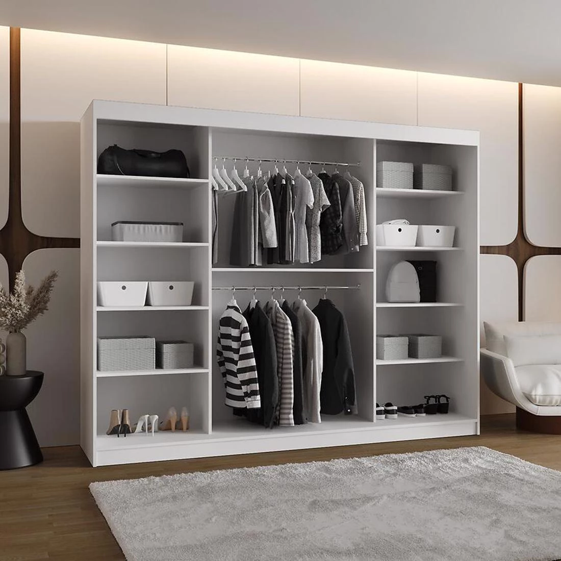 Ultra garderober 250x62x202 cm bela