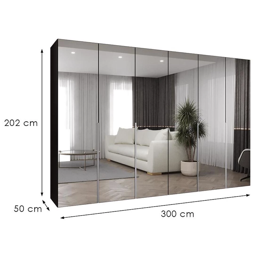 Alicante III garderober 300x50x200 cm crna/srebrna