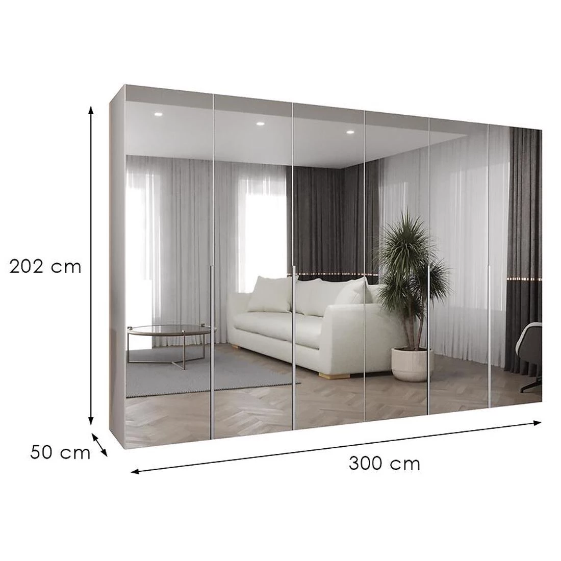 Alicante III garderober 300x50x200 cm bela/srebrna