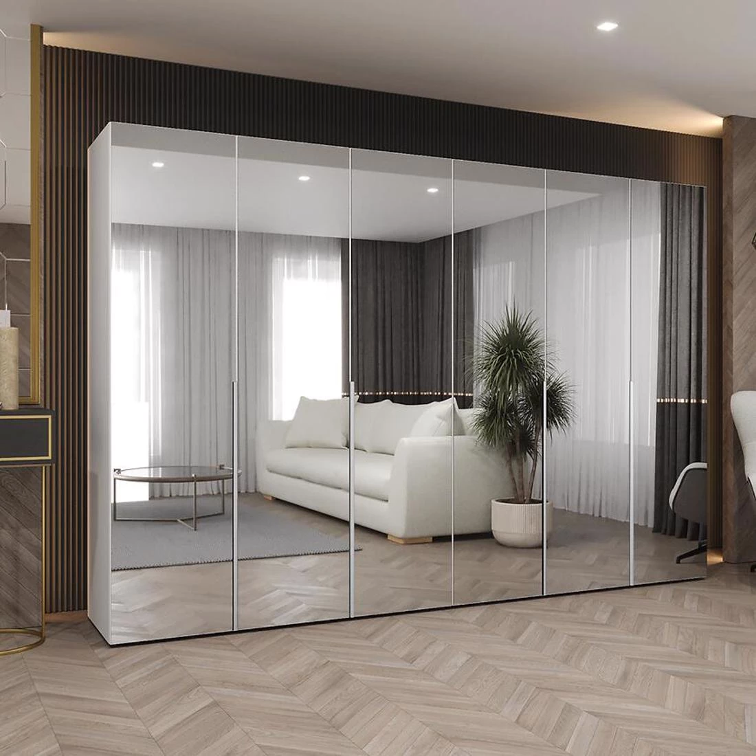Alicante III garderober 300x50x200 cm bela/srebrna