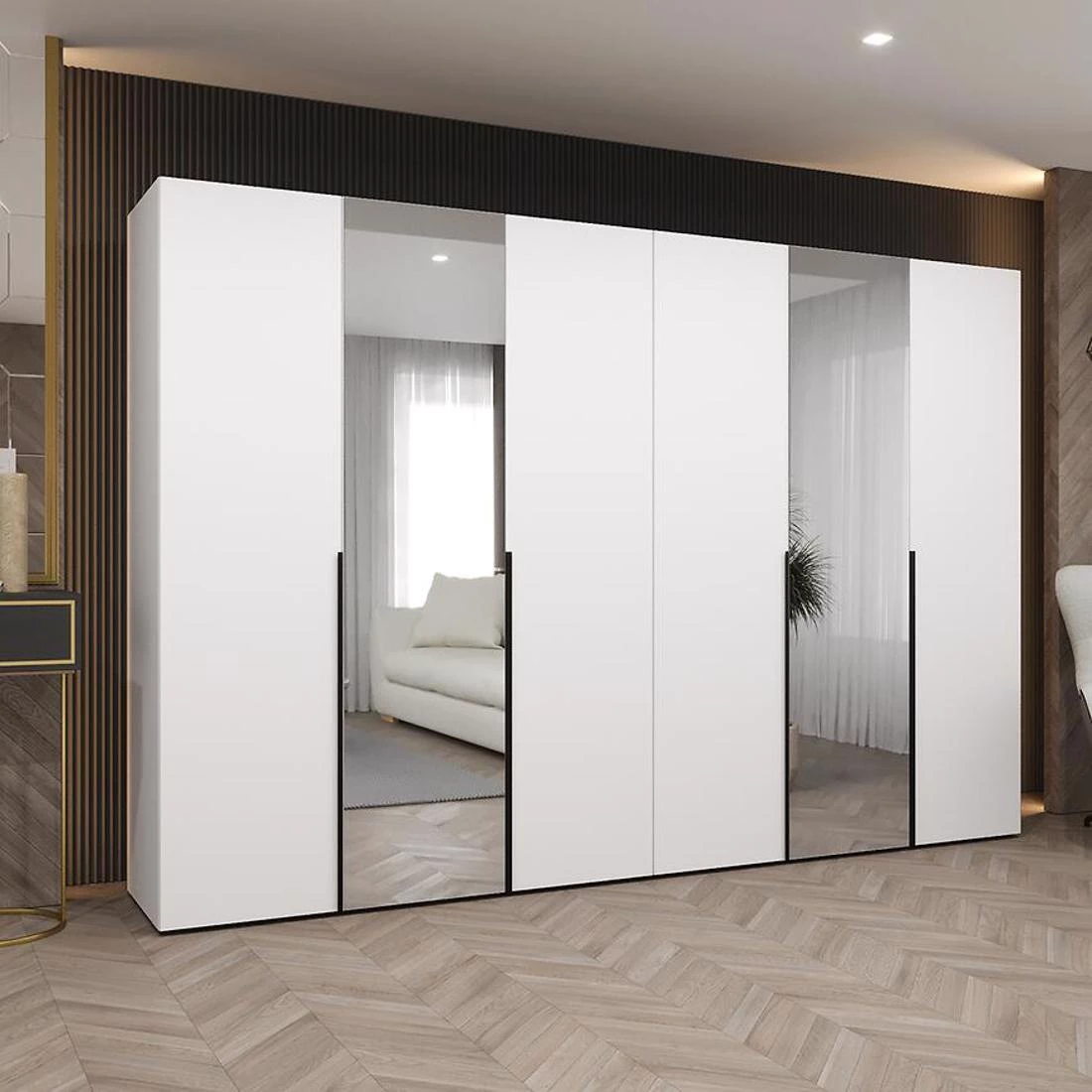 Alicante II garderober 300x50x200 cm bela/crna