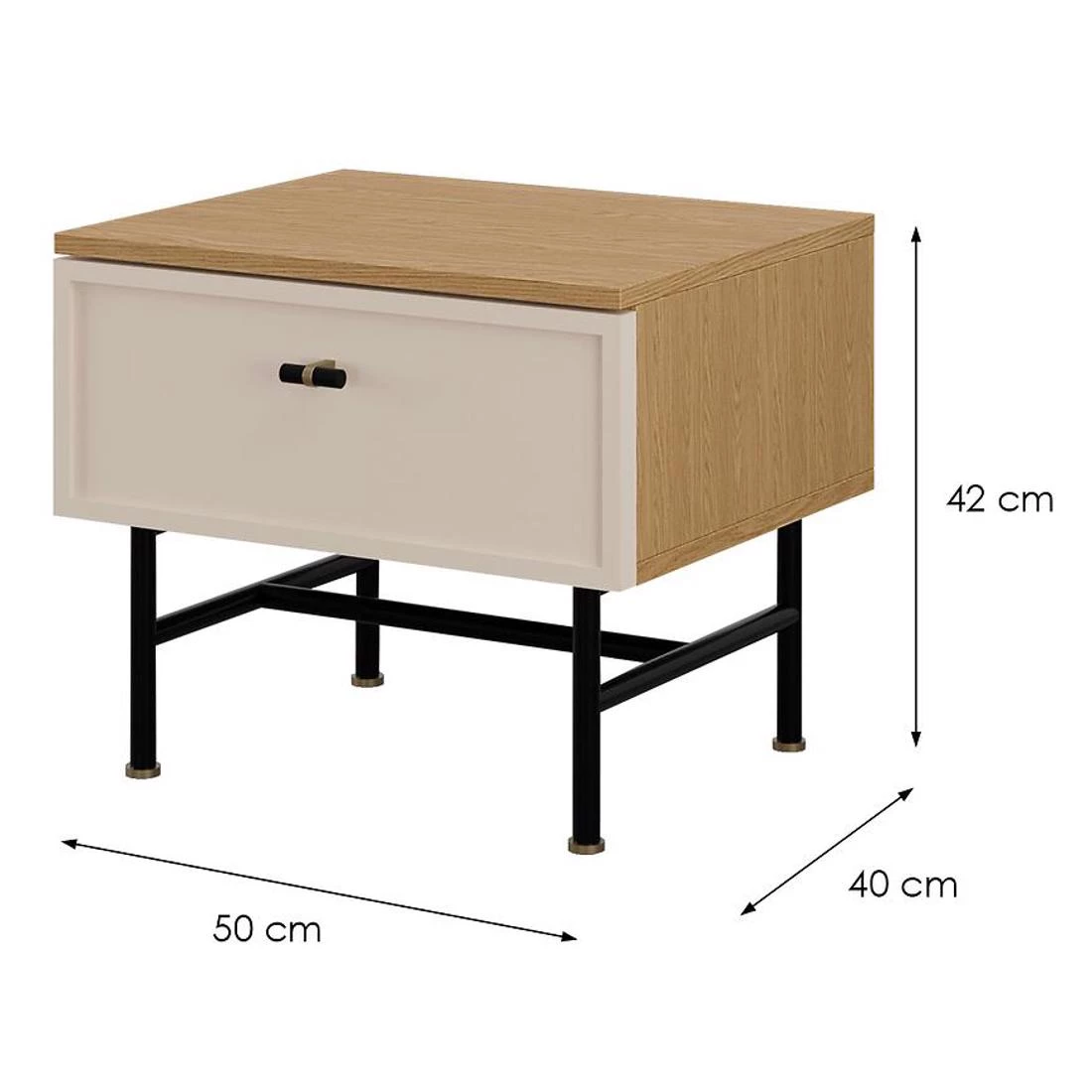 Elora nocni ormaric 50x40x42 cm hrast/kašmir