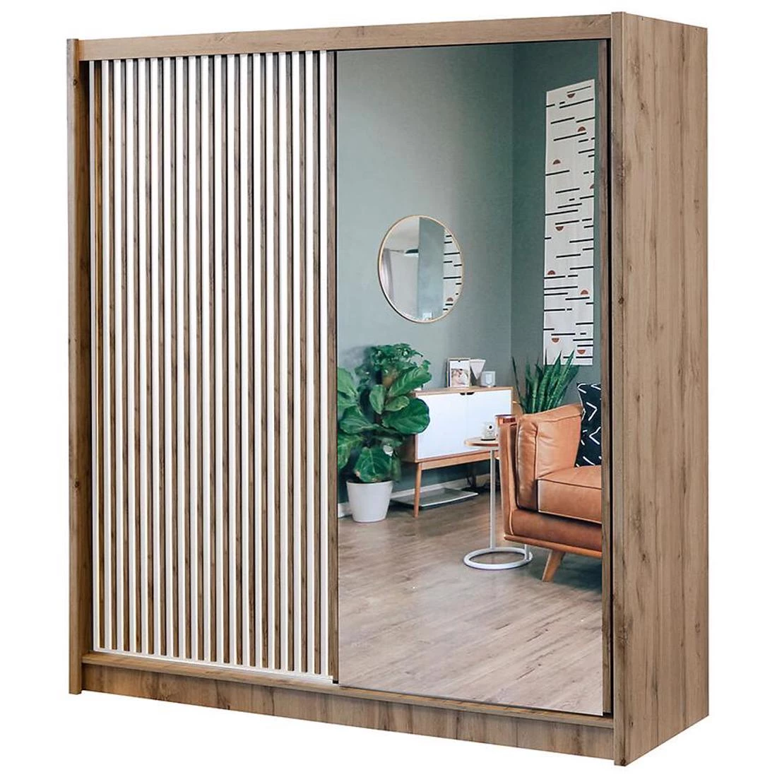 London ormar 203x60x215 cm hrast/bela