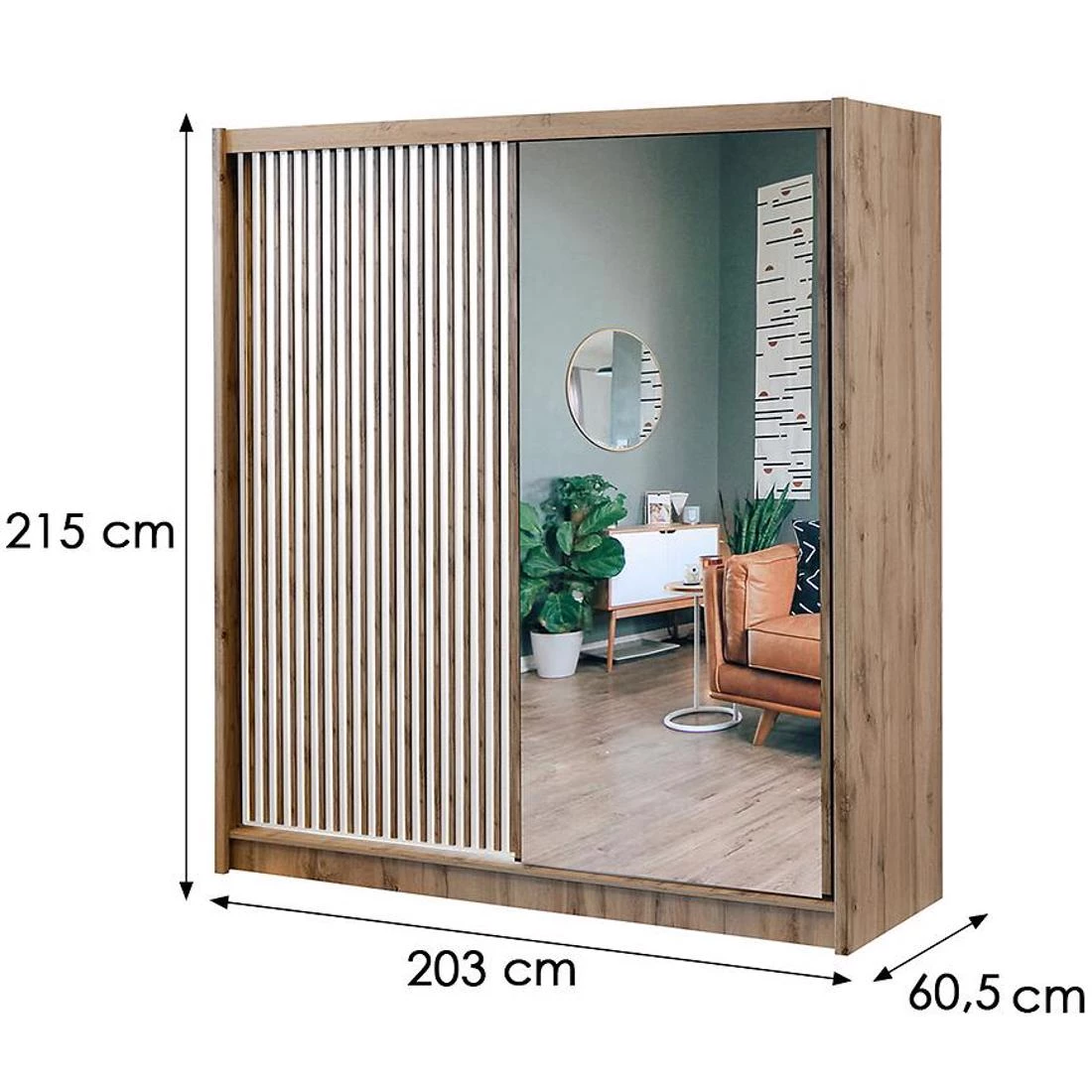London ormar 203x60x215 cm hrast/bela