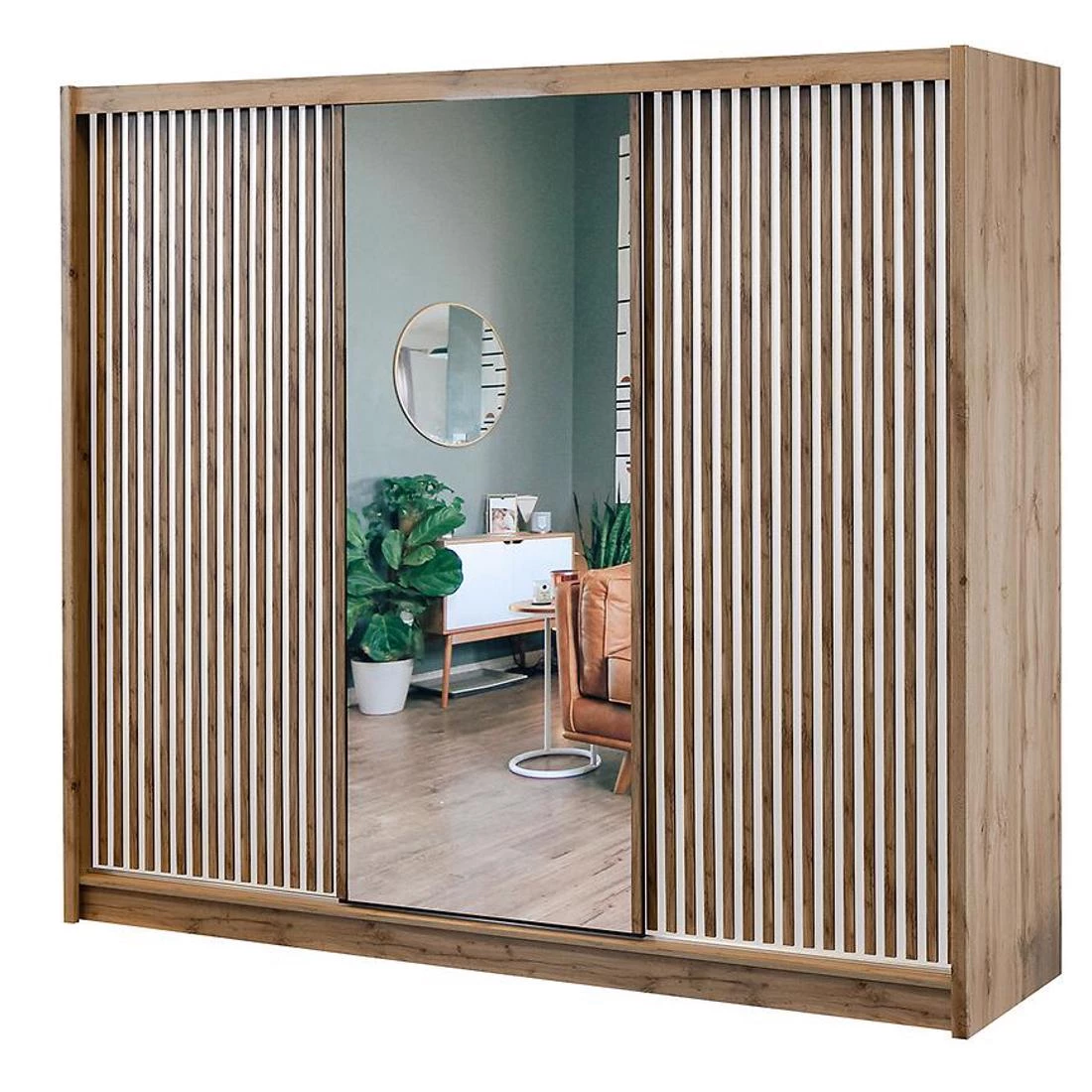 London ormar 250x60x215 cm hrast/bela