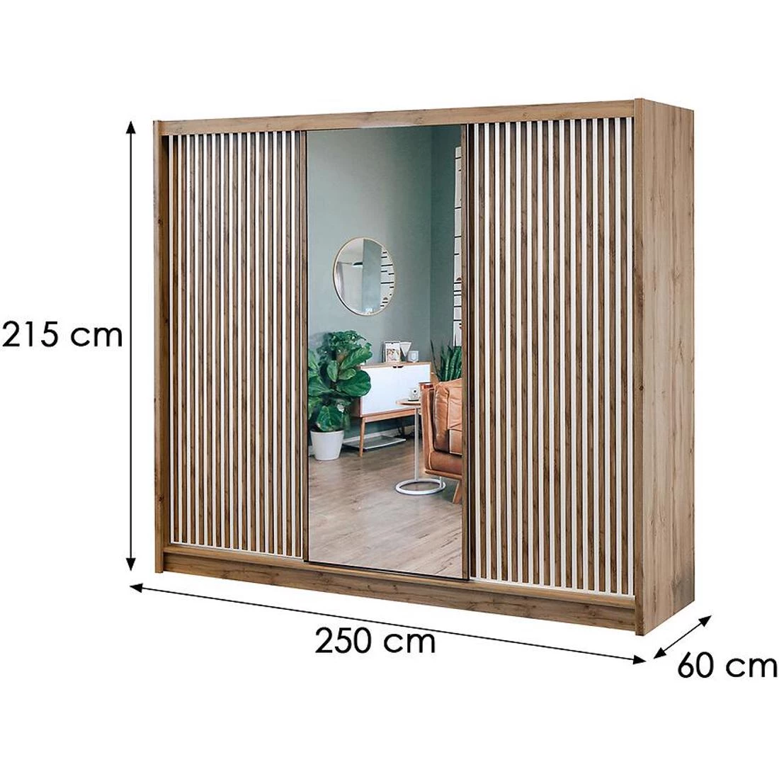 London ormar 250x60x215 cm hrast/bela