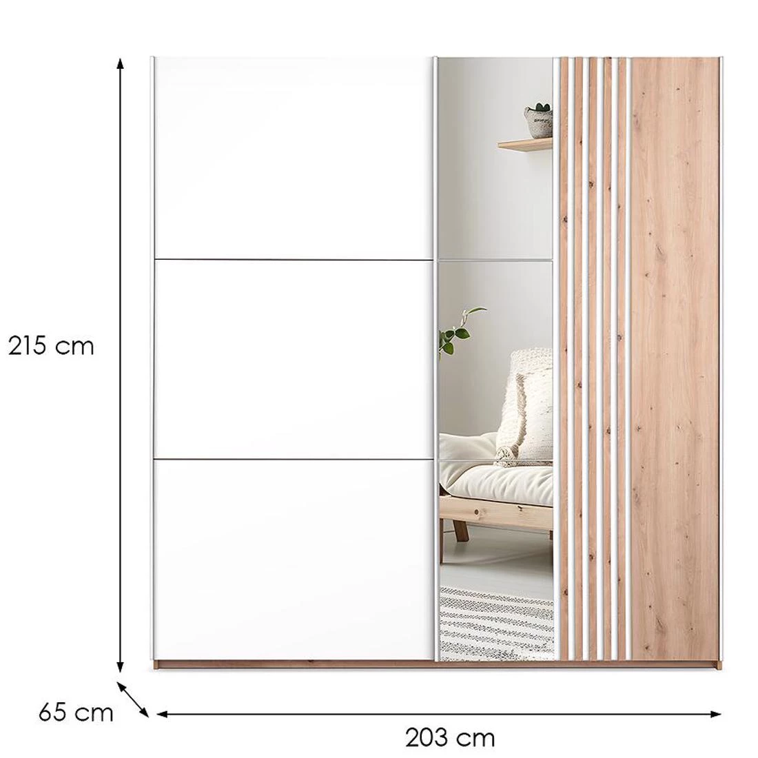 Sintra ormar 203x65x215 cm bela/hrast
