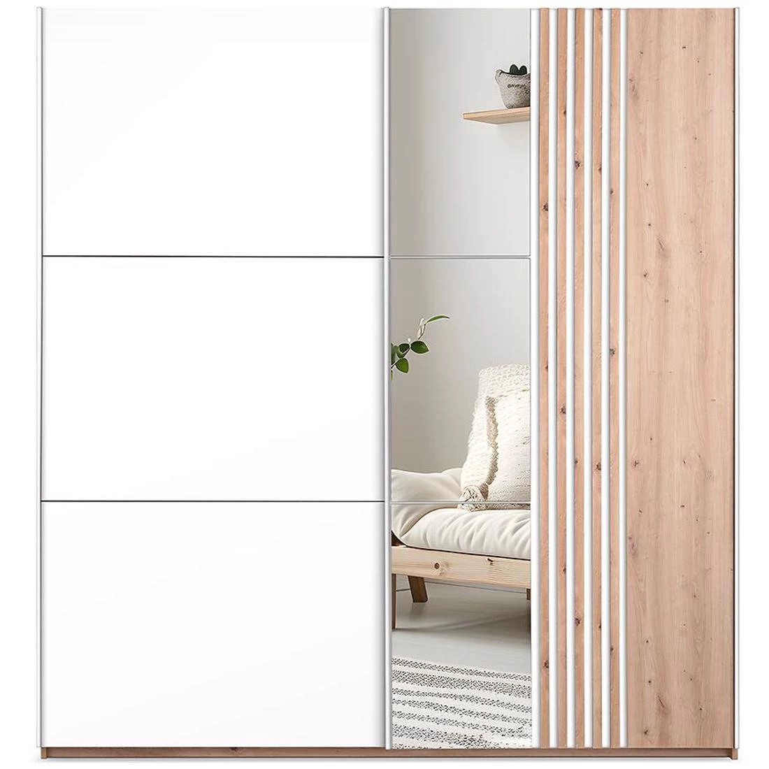 Sintra ormar 203x65x215 cm bela/hrast