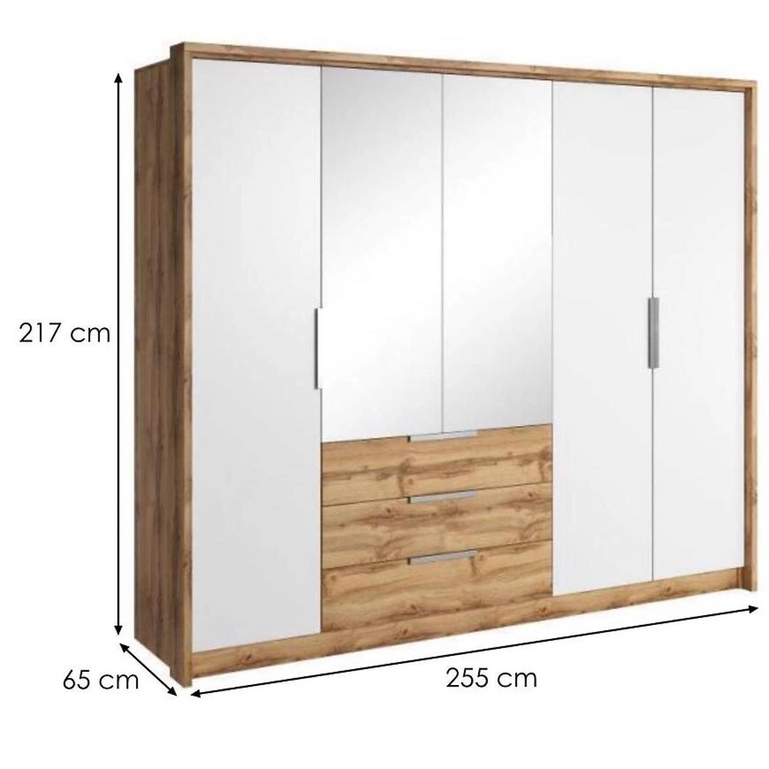 Tony ormar 255x65x217 cm hrast/bela