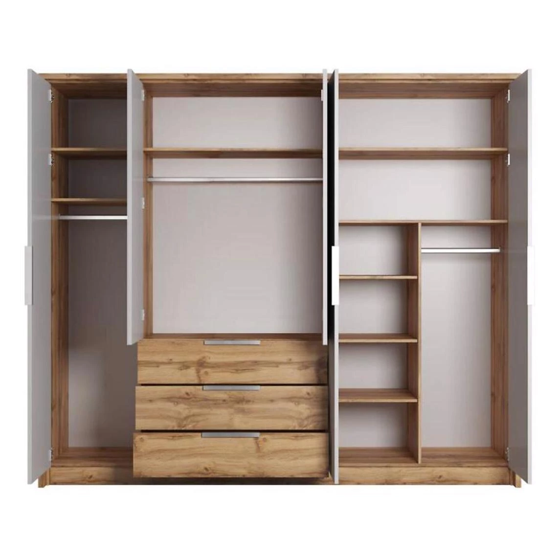 Tony ormar 255x65x217 cm hrast/bela