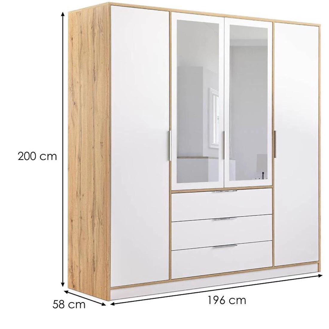 Duarte ormar 196x58x200 cm bela/hrast