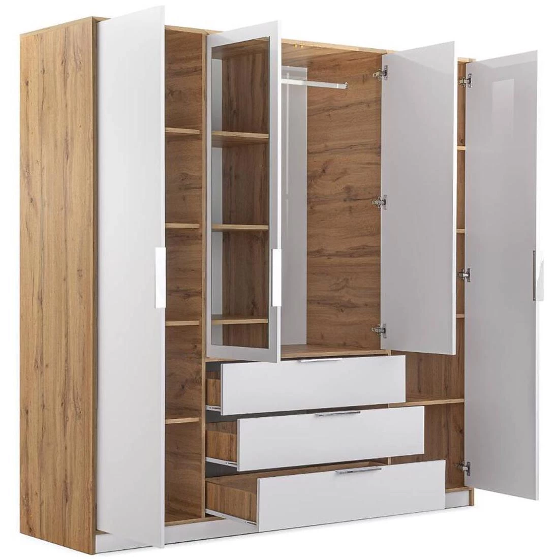 Duarte ormar 196x58x200 cm bela/hrast