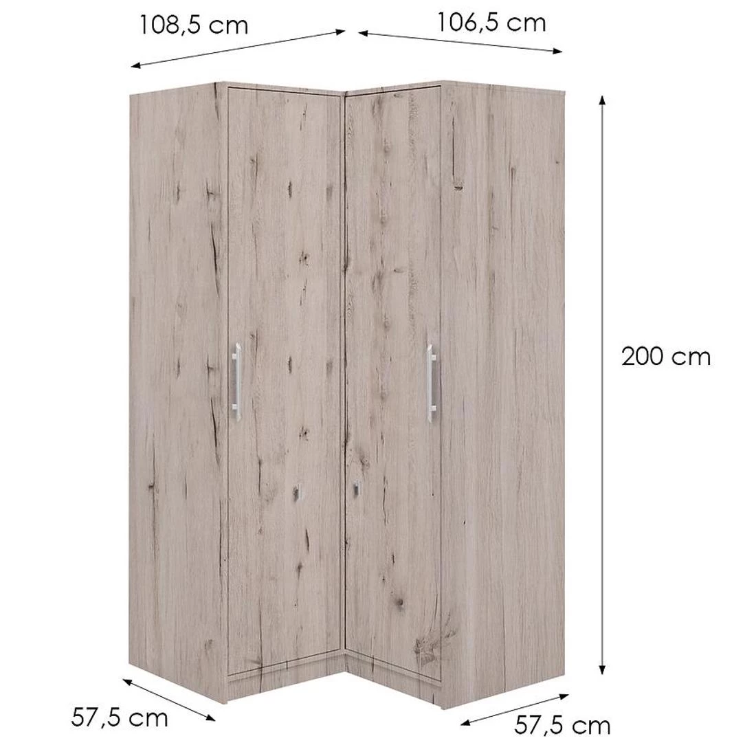 Bali kutni ormar 108,5x57,5x200 cm hrast/wellington