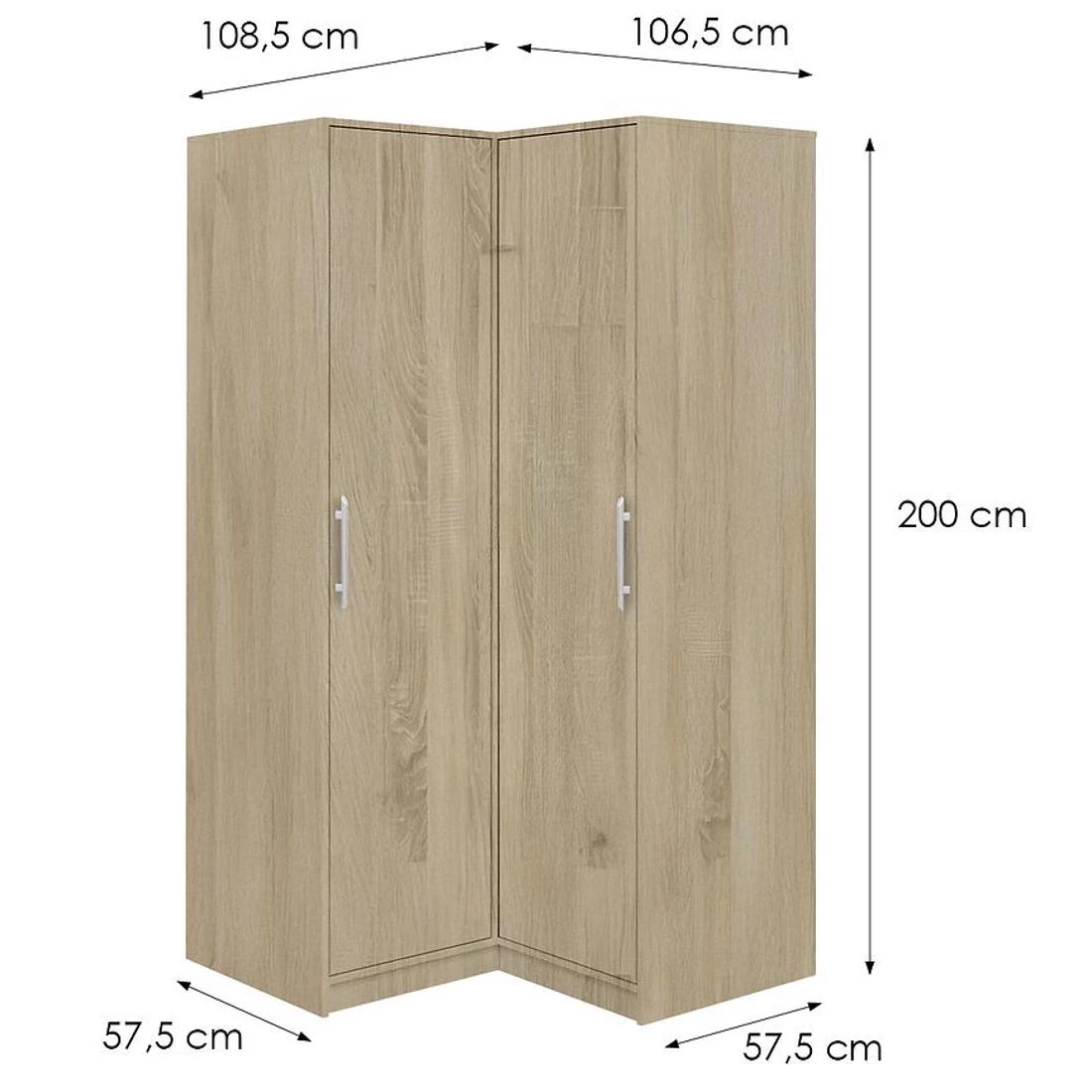 Bali kutni ormar 108,5x57,5x200 cm hrast