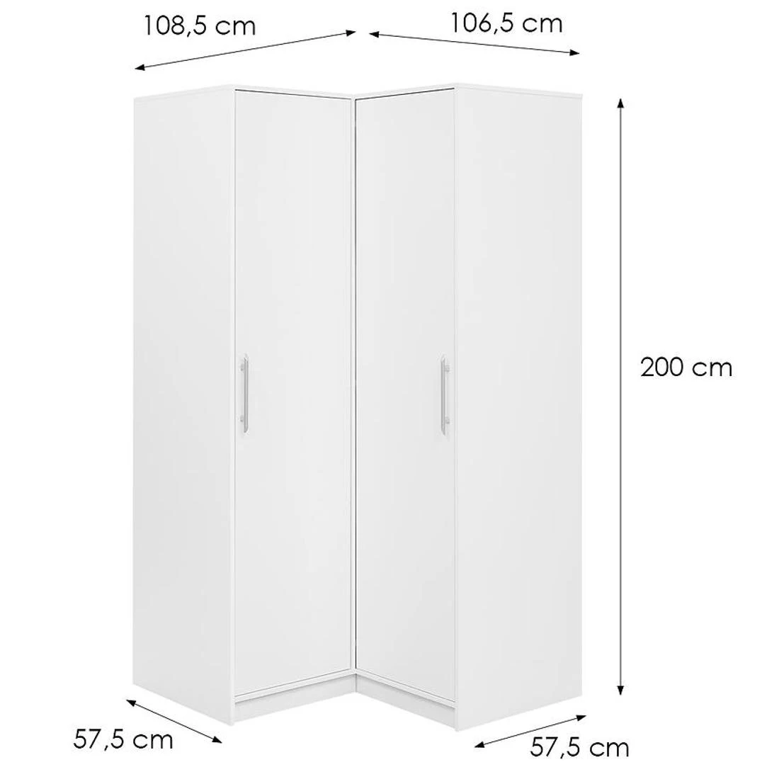 Bali kutni ormar 108,5x57,5x200 cm bela