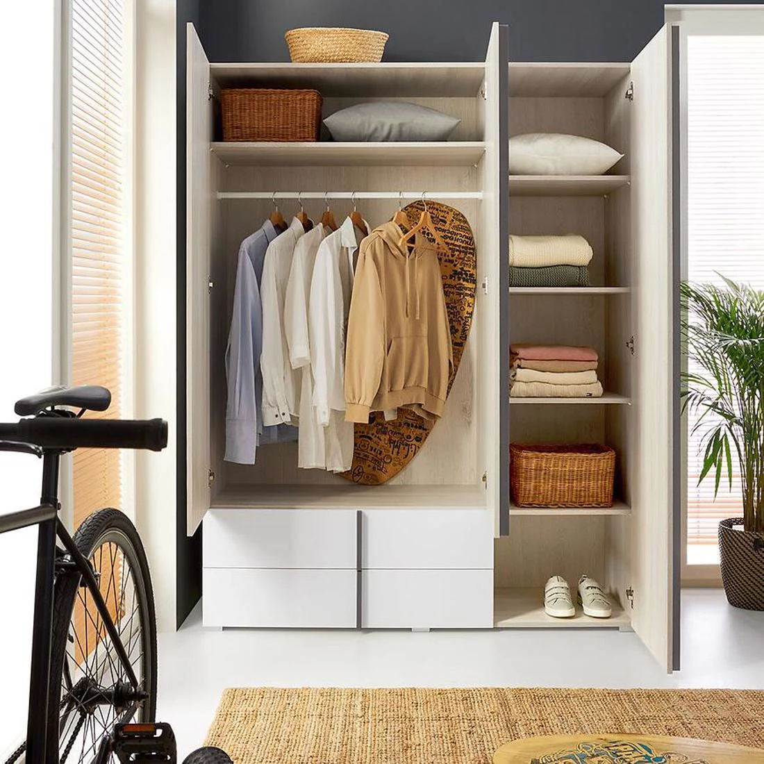 Remo RM1 garderober vilton hrast/bela/antracit