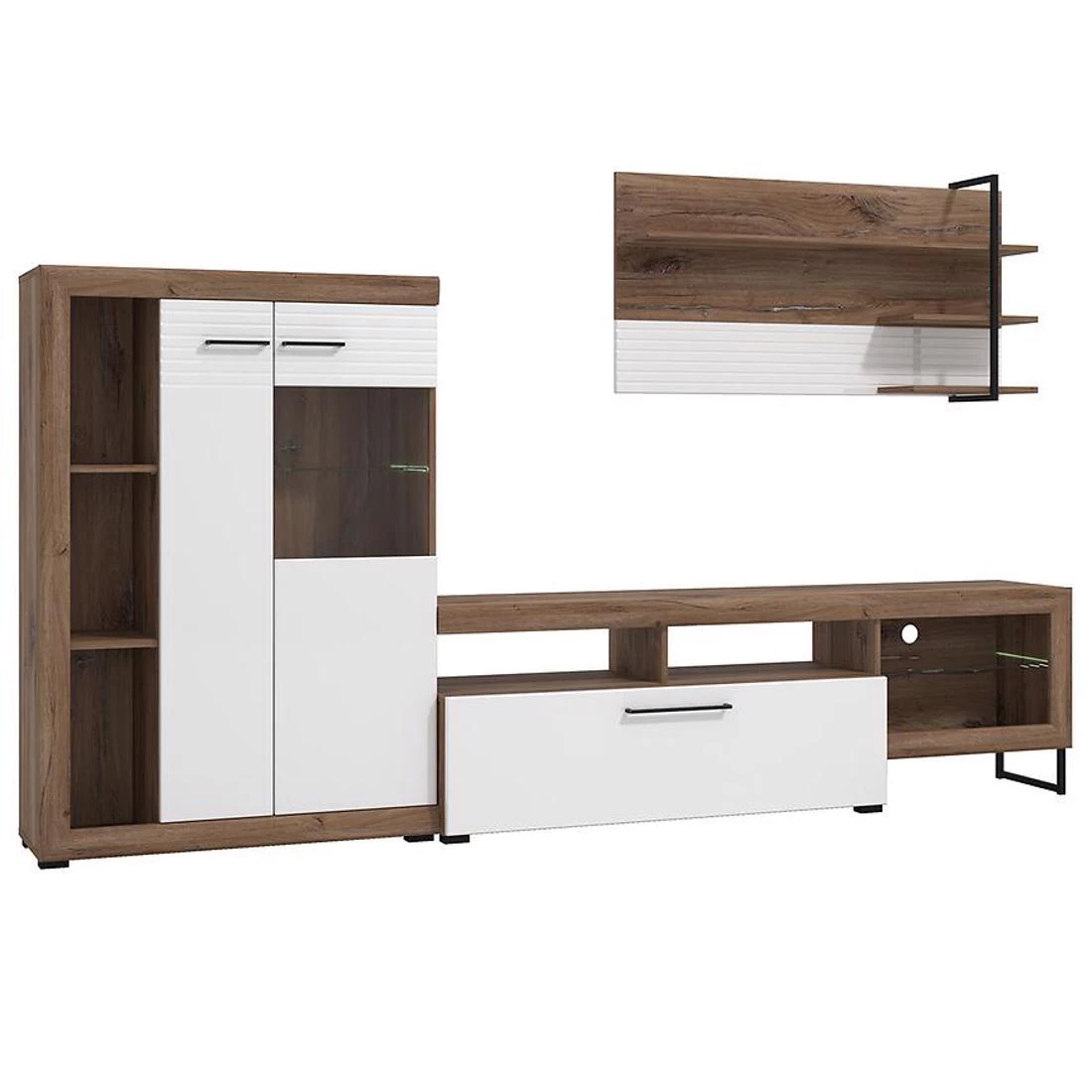 Caen regal 263x40x162,5 cm hrast/bijela