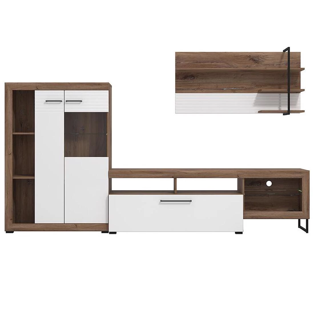 Caen regal 263x40x162,5 cm hrast/bijela