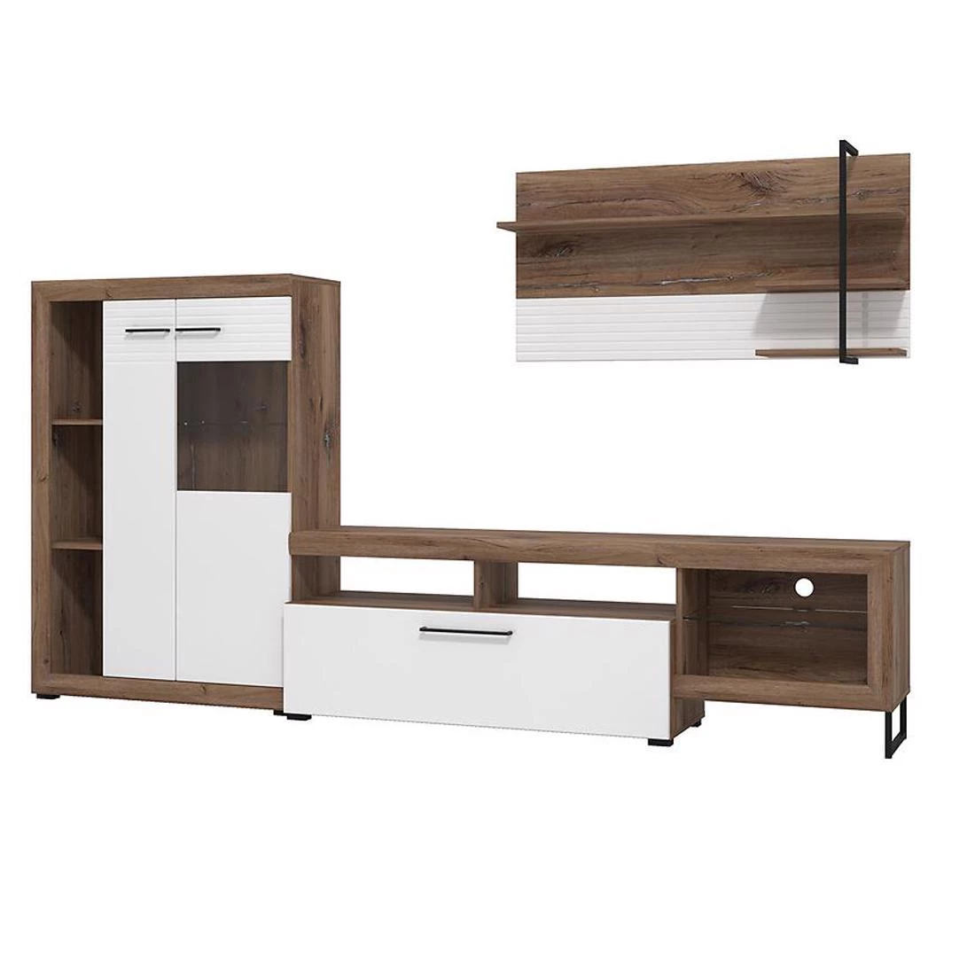 Caen regal 263x40x162,5 cm hrast/bijela