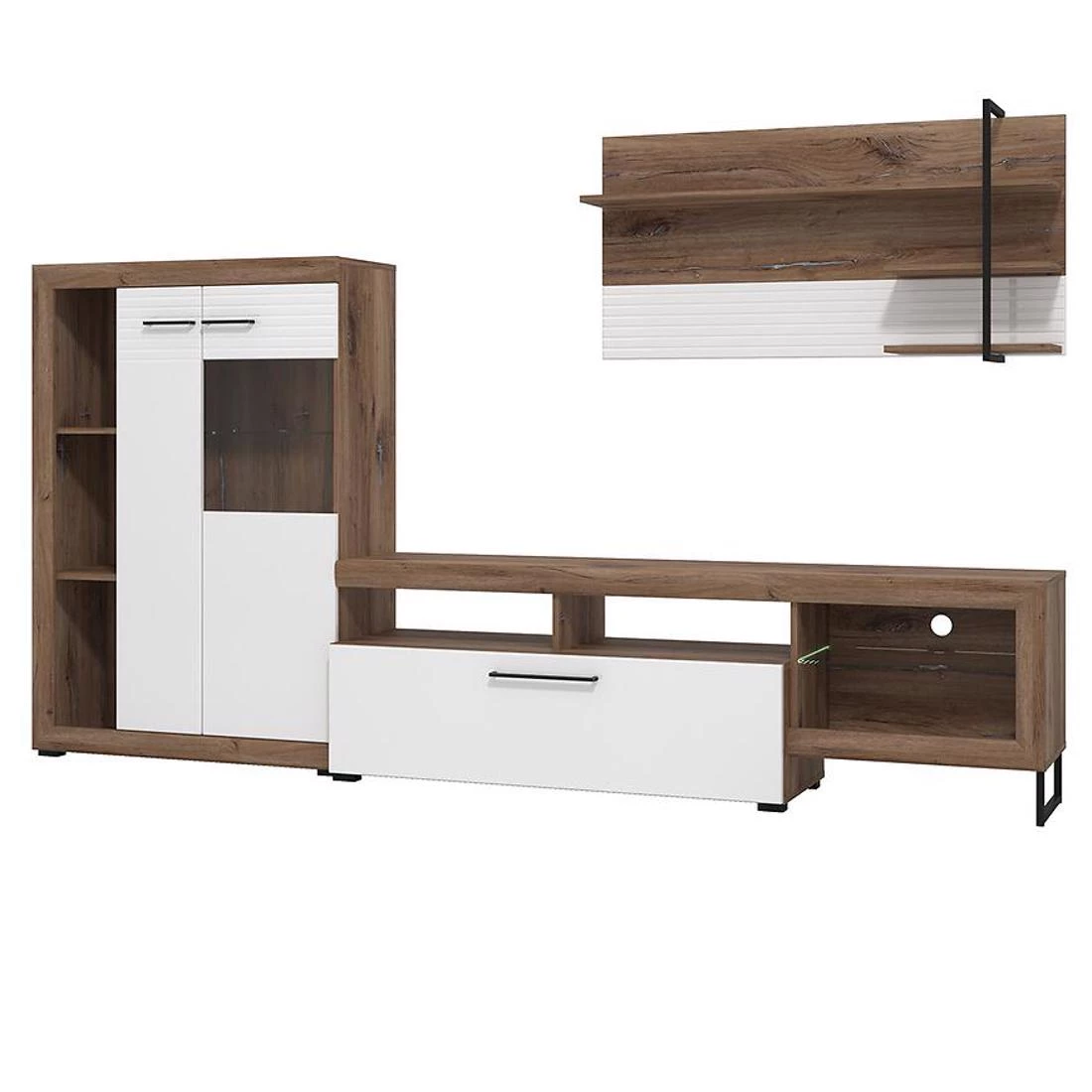 Caen regal 263x40x162,5 cm hrast/bijela