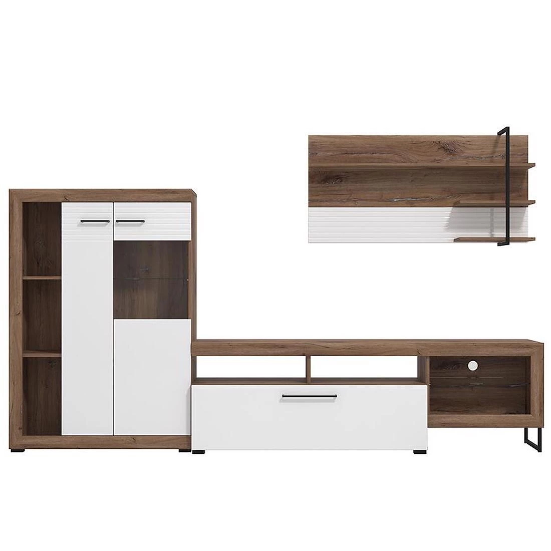 Caen regal 263x40x162,5 cm hrast/bijela