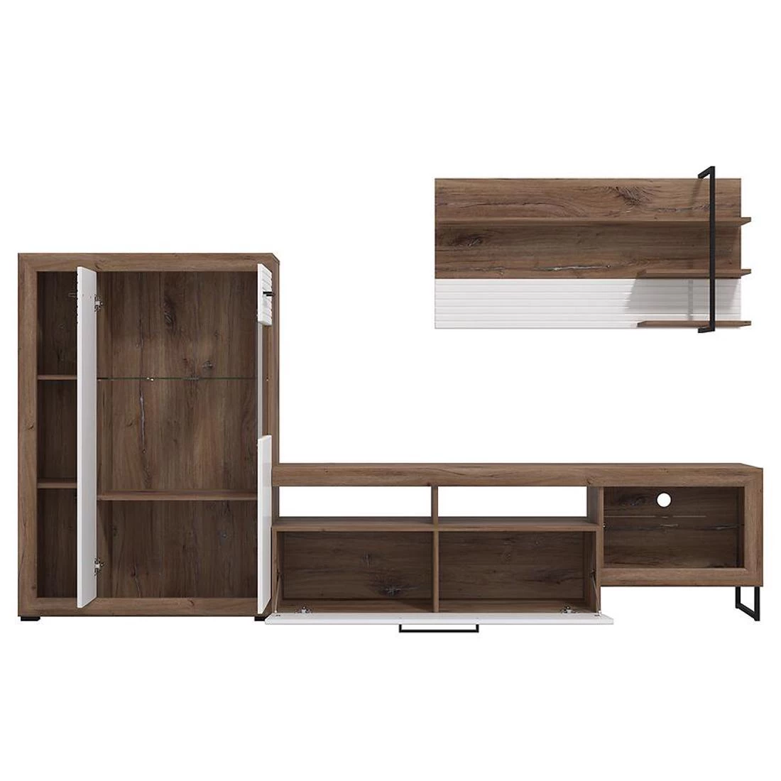 Caen regal 263x40x162,5 cm hrast/bijela