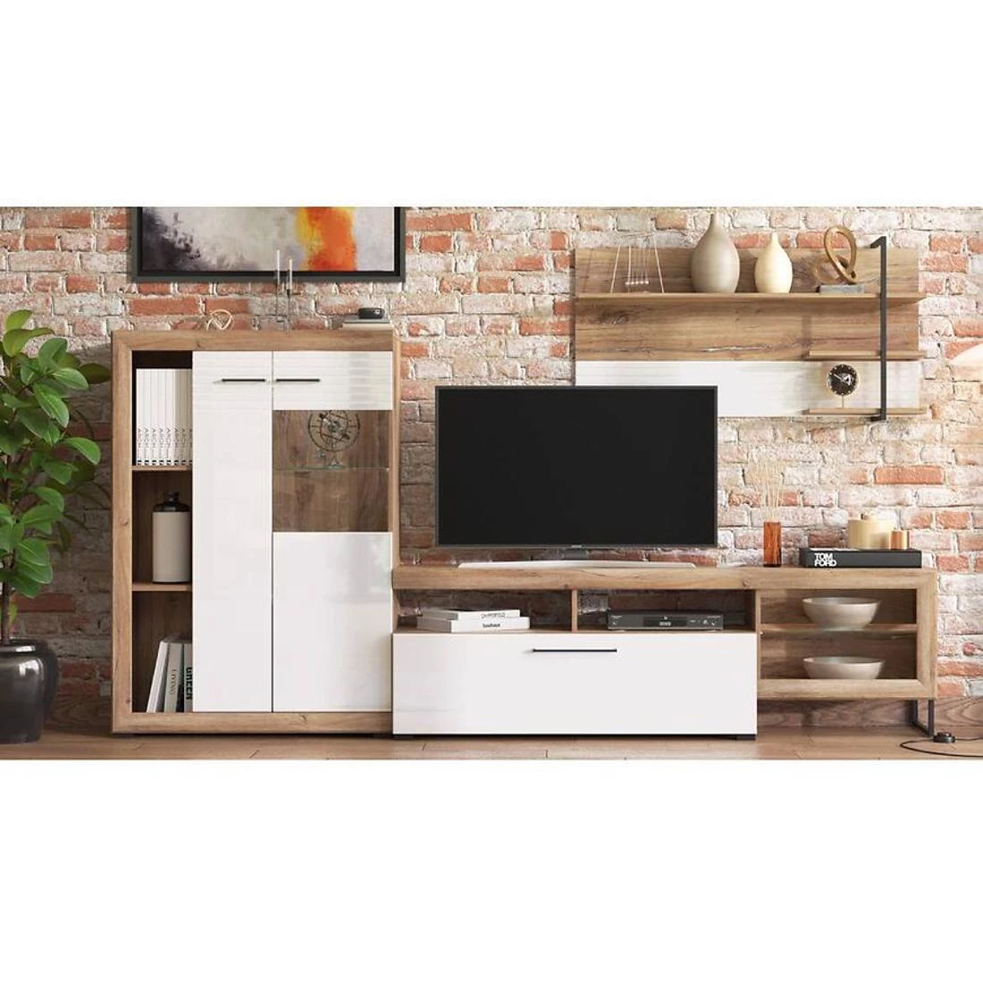 Caen regal 263x40x162,5 cm hrast/bijela
