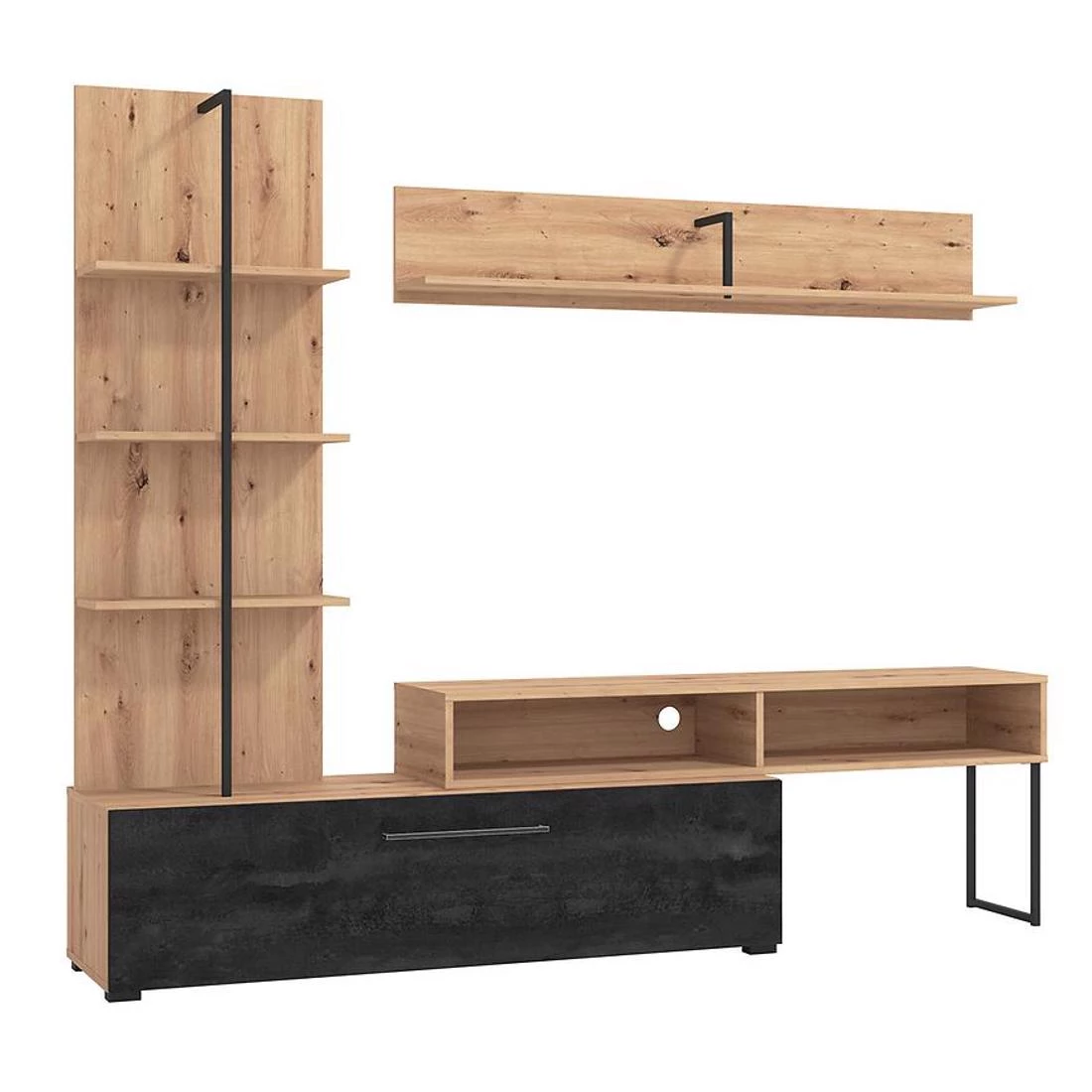 Evora regal 205,5x41,5x173 cm artisan/crna